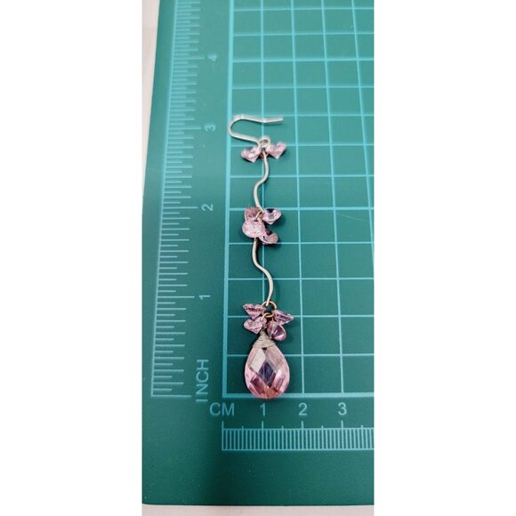 Vintage Rose Pink silver tone Crystal Dangly Drop earrings - Picture 3 of 3